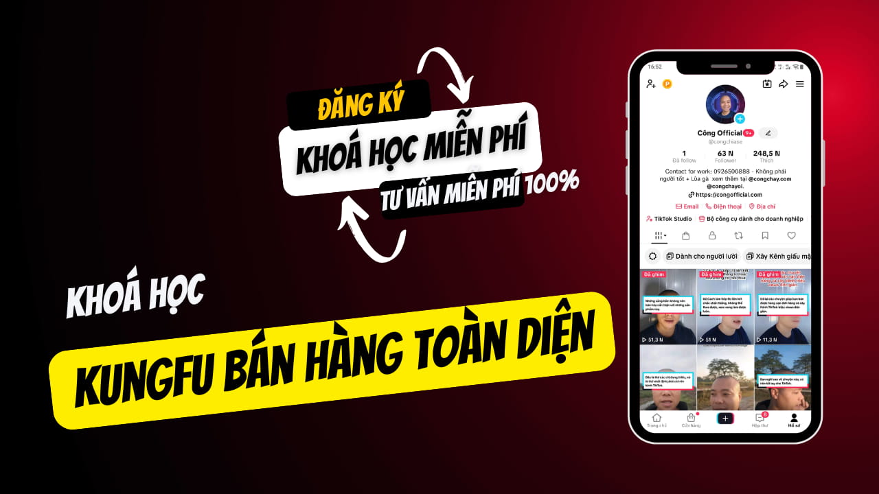 Tặng khoa học kungfu bán hàng toàn diện, khoá học được tặng miễn phí 100%.